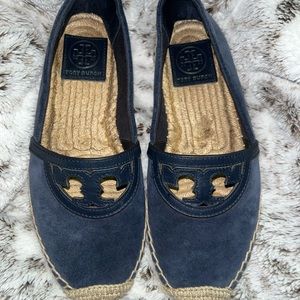Tory Burch 
Navy blue leather upper espadrilles